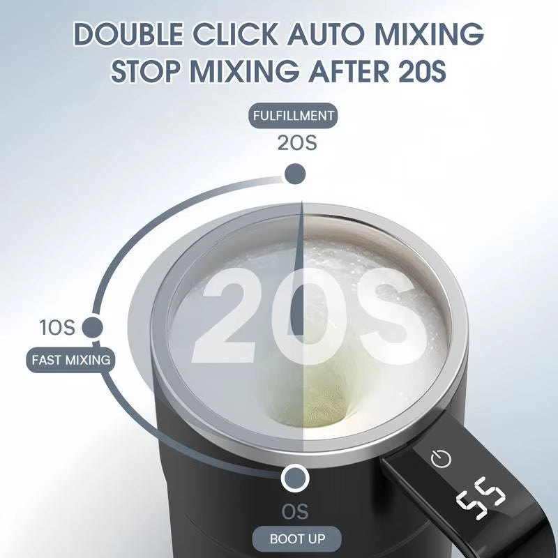 Rechargeable Magnetic Self-Mixing Coffee Mug - Waterproof 380ML Travel Mug for Coffee & Tea