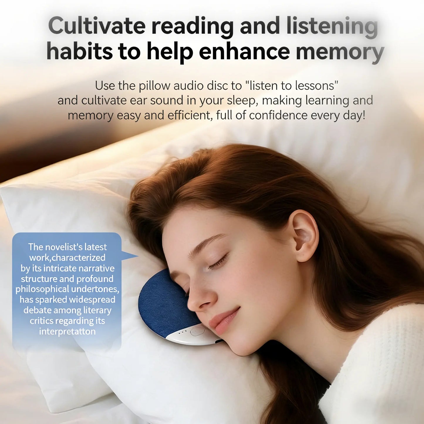 2026 Ultra-Slim Bluetooth Pillow Speaker, Bone Conduction Sound System, Silent Sleep Aid, Portable Rechargeable, Music Player, Wireless, Compatible with Android/Ios. Perfect for Valentine'S, Back-To-School, Travel, and Mother'S Day Gifts.
